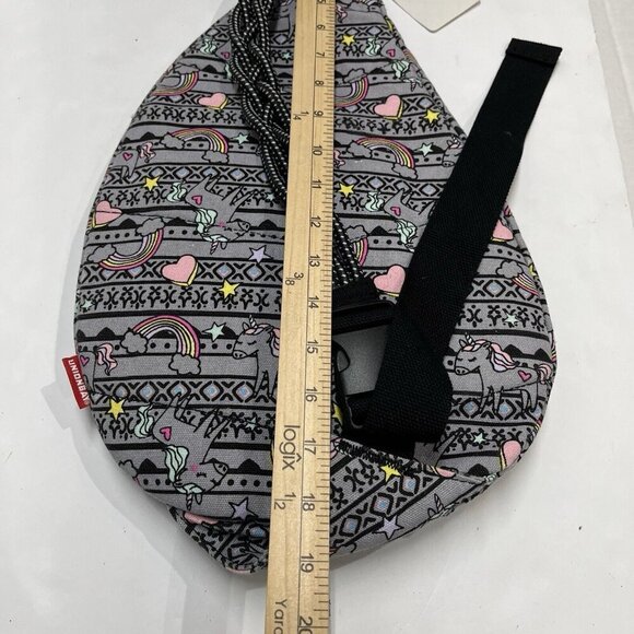 Unionbay Crossbody Sling Shoulder Backpack Bag Gray Unicorns Rainbows‎ Hearts - Picture 7 of 9